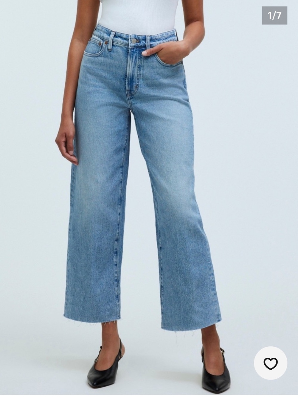Madewell The Curvy Perfect Vintage Wide-Leg Crop Jean Size 30 Raw Hem